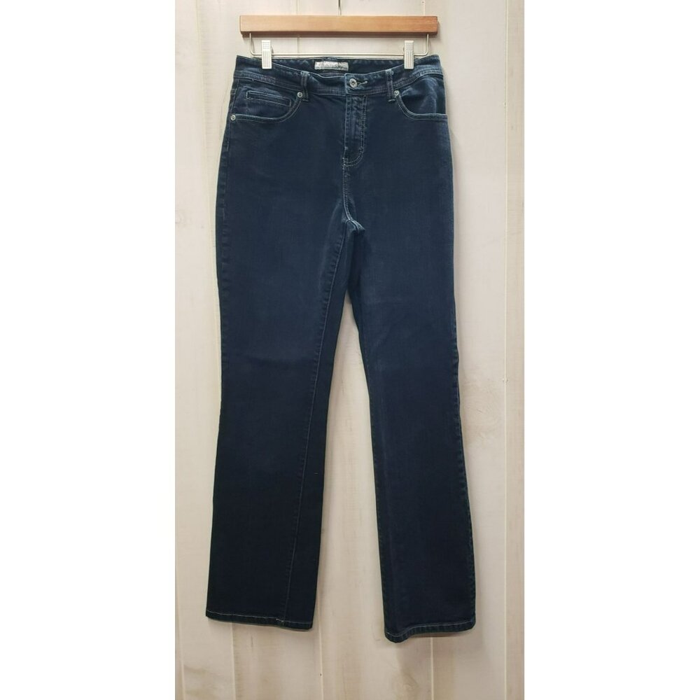 Chicos Platinum Jeans, Size 6 0.5, Straight Leg, Dark Wash, Quartz, 5 Pocket